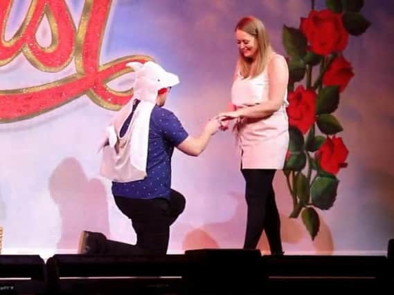 Jake proposes to Francesca on stage.  Credit: BLACKPOOL GRAND THEATRE