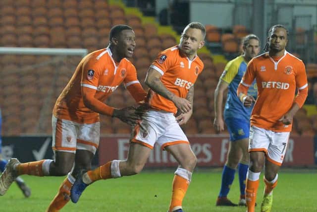 Jay Spearing celebrates his extra-time winner from the penalty spot