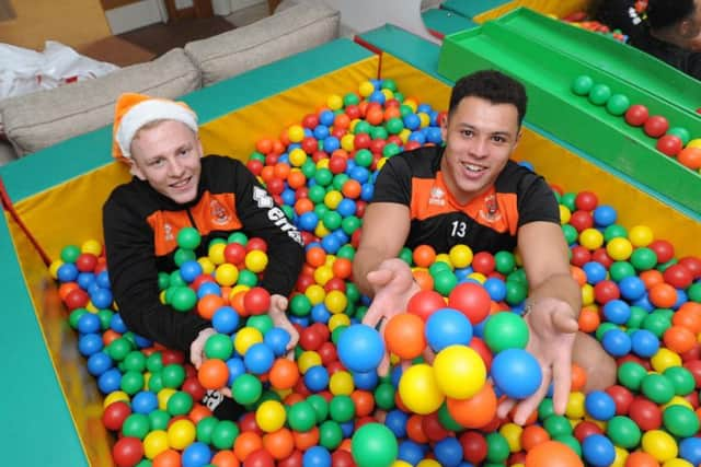 Callum Guy and Myles Boney in the ball pit