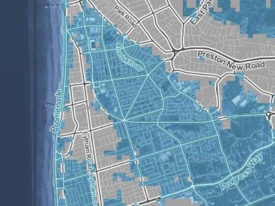 Large portions of Blackpool could be threatened by rising sea levels according to Climate Central (Photo: Climate Central)
