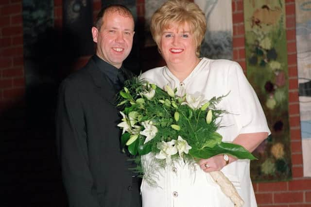 Julia Grant pictured on the day of her wedding to boyfriend of four years Alan Sunderland