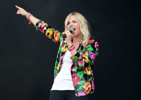 Zoe Ball introduces the bands on the main stage on day 3 of The Isle of Wight Festival at Seaclose Park on June 23, 2012 in Newport, Isle of Wight. (Photo by Samir Hussein/Getty Images)