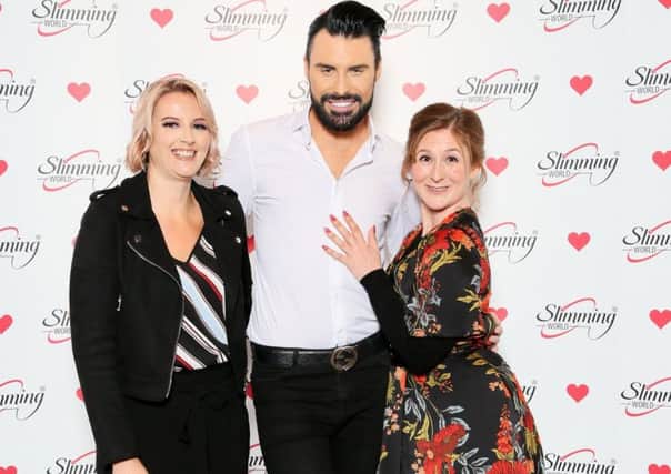 Slimming World Consultants Natalie Meadows and Laura Dovey meet singer and presenter Rylan Clark-Neal