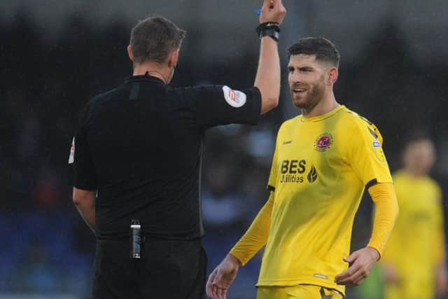 Ched Evans is shown a red card by Huxtable