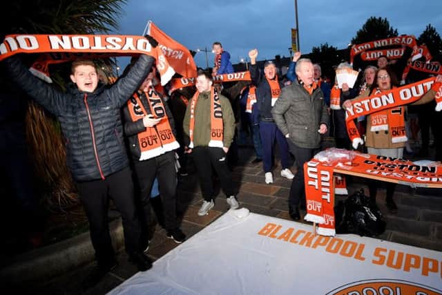 Blackpool fans protest before last weekend's FA Cup tie with Arsenal