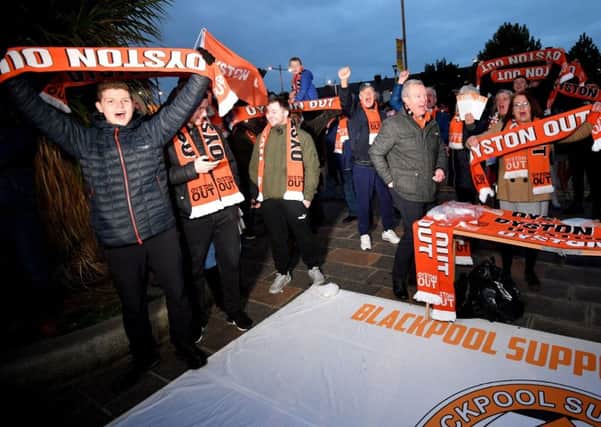 Blackpool fans protest before last weekend's FA Cup tie with Arsenal