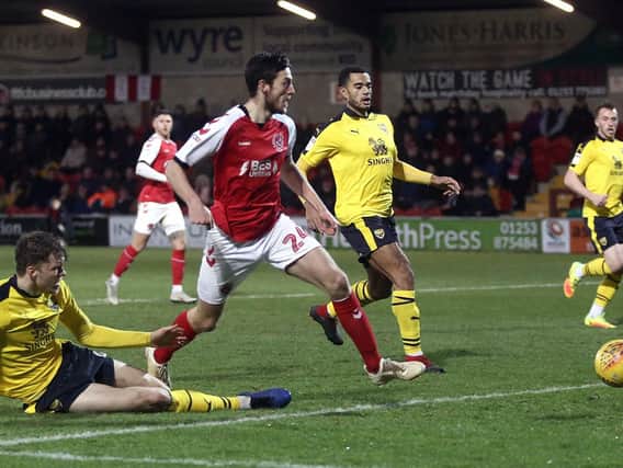Ashley Nadesan in action on his first League One start for Fleetwood against Oxford