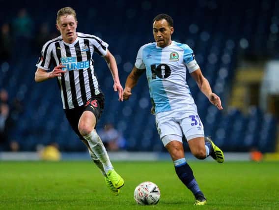 Sean Longstaff in action for Newcastle at Ewood Park last night