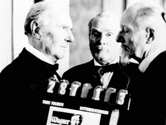 Sir John Gielgud (right), pictured with Lord Olivier (centre) and Sir Ralph Richardson in Wagner, in 1982