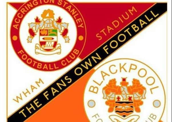 The pin badge designed for the Accrington Stanley-Blackpool fixture