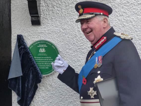 Lord Lieutenant of Lancashire, Lord Shuttleworth, opening Poulton's community hall, the Vicarage Park Community Centre, last year