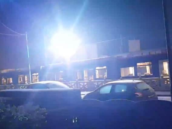 Bright flashes of light coming from the tram line this morning. Picture from video by Carl Redman