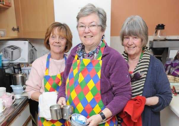 Coffee morning social group at All Saints Church.  Volunteers Joan Arnott, Christine Wilks and Kath Marsh.