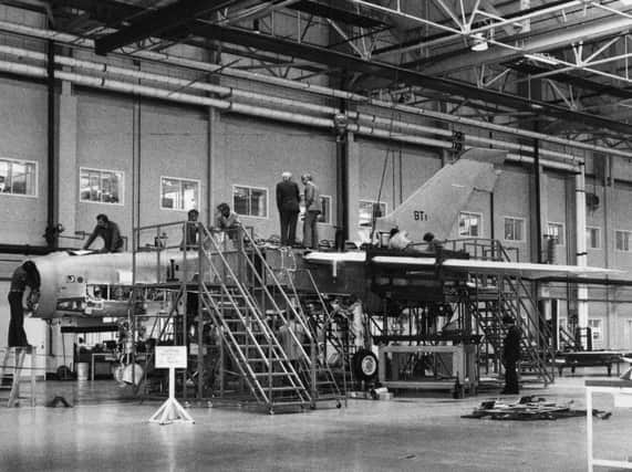 The first production Tornado being constructed in Warton in 1978