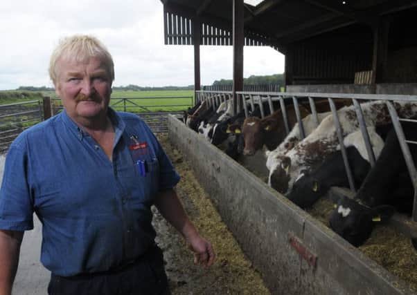 Andrew Pemberton with his cattle at Birks Farm, Lytham