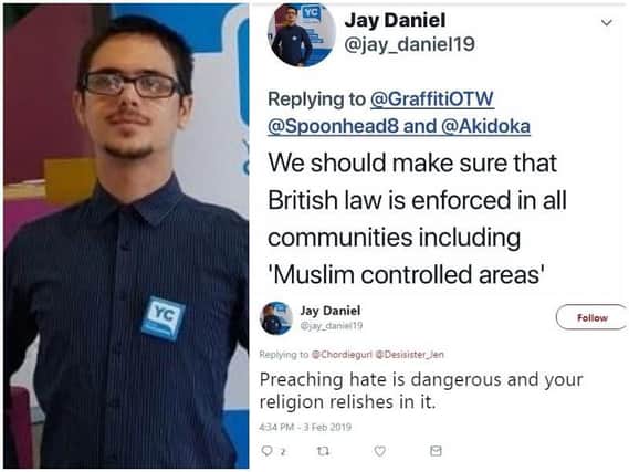 Some of the tweets posted by Jay Daniel that caused widespread offence