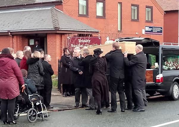 Jordan Tenbey's funeral at Trinity Baptist Church, Fleetwood. Pic by Wes Holmes