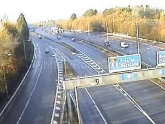 Debris has been spotted on the M55 carriageway near Kirkham.