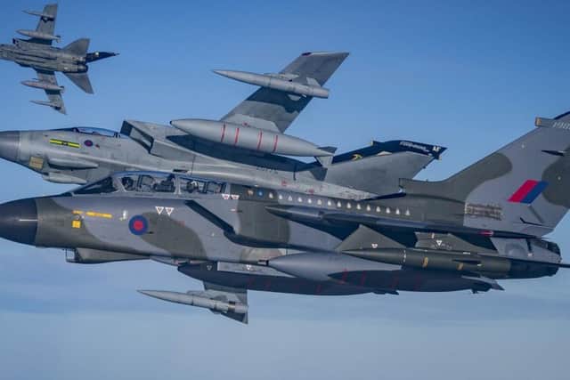 Three RAF Tornadoes flying together ahead of the retirement of the workhorse from service
