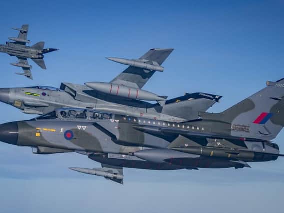Three RAF Tornadoes flying together ahead of the retirement of the workhorse from service