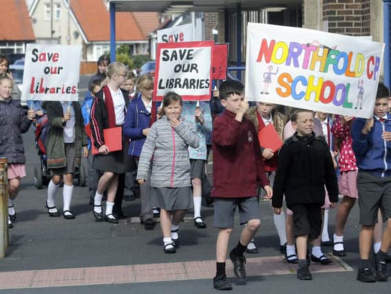 Cleveleys children protesting after the library was closed
