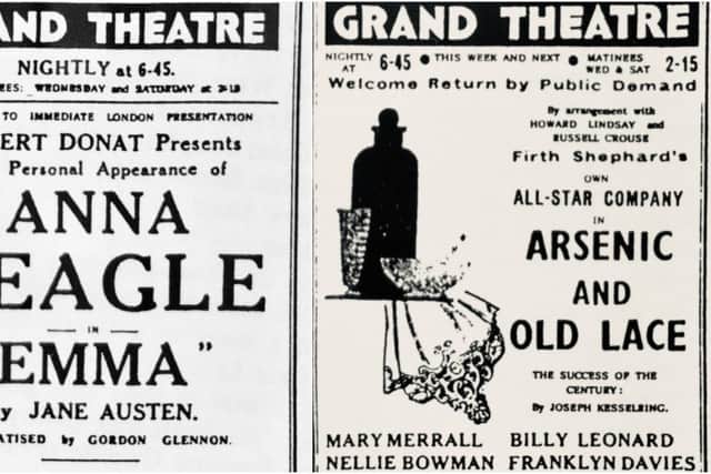 Adverts for the Grand Theatre shows