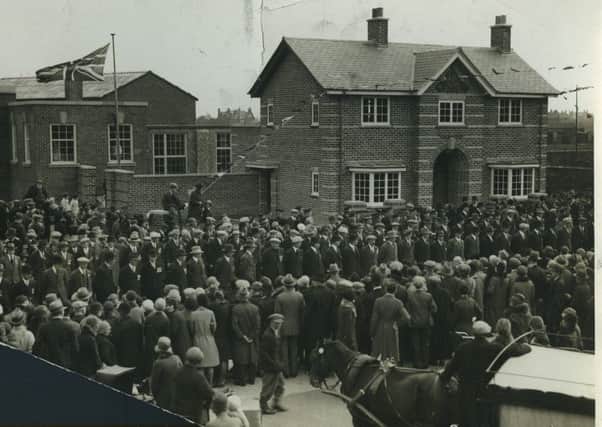 Ex-servicemen await the arrival of Earl Jellicoe, admiral of the Fleet, who opened the new St Annes Ex-Service Clubhouse in Alexandra Road, St Annes
