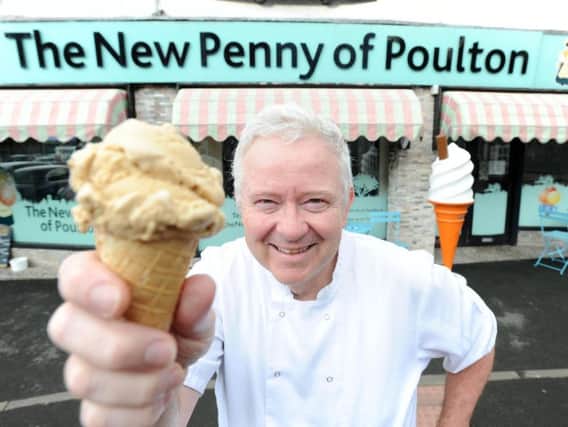 Stephen Jones from The New Penny of Poulton with the Lotus Biscoff ice cream which has won a bronze medal in a national Ice Cream Competition