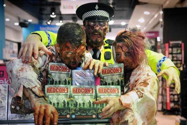 Zombies at HMV Blackpool to mark the release of Redcon-1 on DVD and Blu-Ray