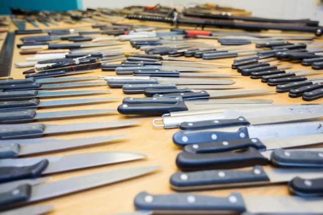 Blades handed in to Lancashire police during the most recent knife amnesty