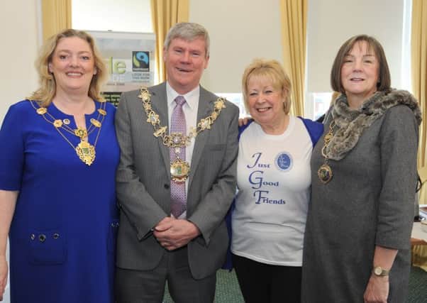 Just Good Friends founder Bev Sykes at a recent coffee morning hosted by Fylde mayor Coun Peter Collins, who chose the charity as one of the beneficiaries of his mayoral year