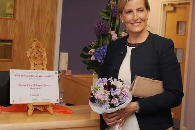 HRH Countess of Wessex, patron of NSPCC, visits staff, parents and children at Grange Park Children's Centre, Blackpool, to see the work done by Better Start.