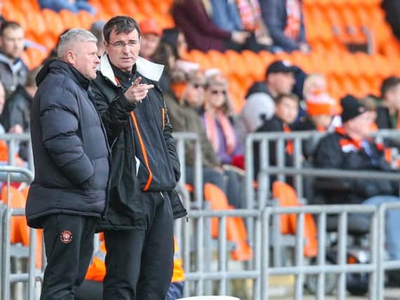 McPhillips and Bowyer in the dug out at Bloomfield Road