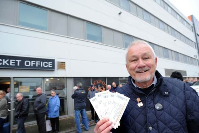 Phil Whiteley picked up his tickets yesterday, as fans queued to return to Bloomfield Road