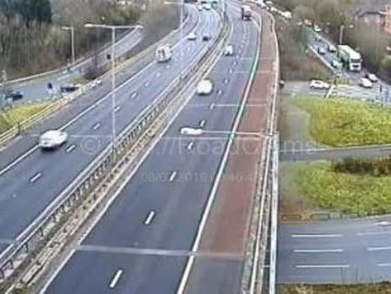 A crash on the M55, between eastbound junctions 4 and 3, has forced police to close lane 1.