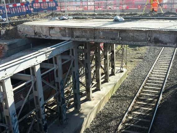 A Network Rail photograph taken in February showing the removal of the bridge bed at Highfield Road, St Annes