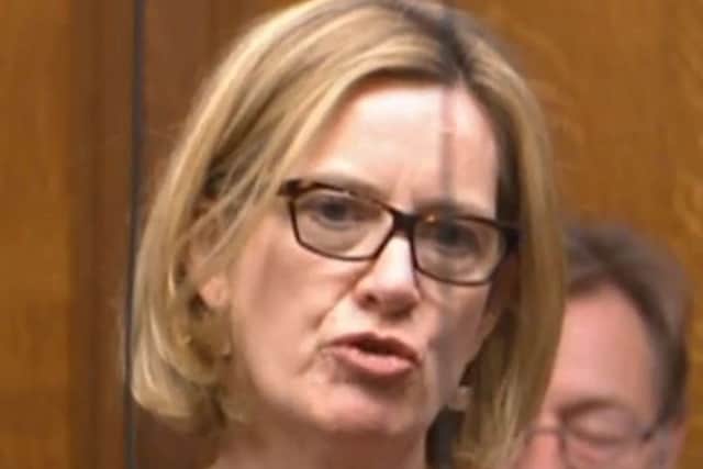 Former Home Secretary Amber Rudd speaking from the back benches during Prime Minister's Questions in the House of Commons, London. PRESS ASSOCIATION Photo.