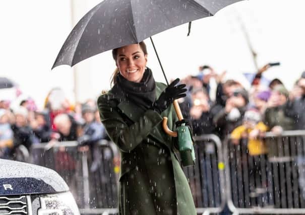 The Duchess of Cambridge arrives at Blackpool Tower, where they join a round table briefing about the town's recent history and challenges, and spend time on Comedy Carpet on the promenade to meet members of the public gathered outside. PRESS ASSOCIATION Photo. Picture date: Wednesday March 6, 2019. See PA story ROYAL Cambridge. Photo credit should read: Charlotte Graham/The Daily Telegraph/PA Wire