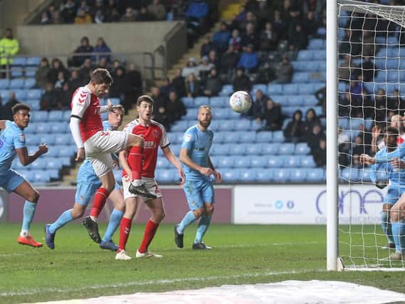 New captain Ched Evans heads Fleetwood level at Ricoh Arena