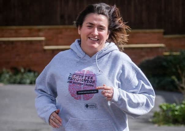 Kathryn Veevers of Wesham, who is running in the London Marathon to raise money for Alzheimers' charities, inspired by her mom who was diagnosed with the disease.