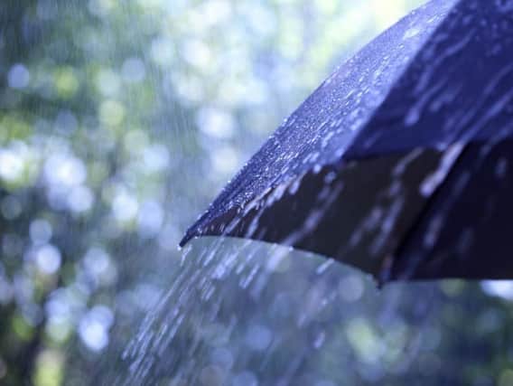 The weather is set to be dull today as forecasters predict rain and strong winds throughout the day.