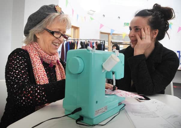 A new drop-in and re-purposing group called the Fylde Repair Cafe was launched at The Grange community centre in Blackpool.
Linda Hampton (left) and Claire Griffths bond over their sewing.  PIC BY ROB LOCK
23-2-2019