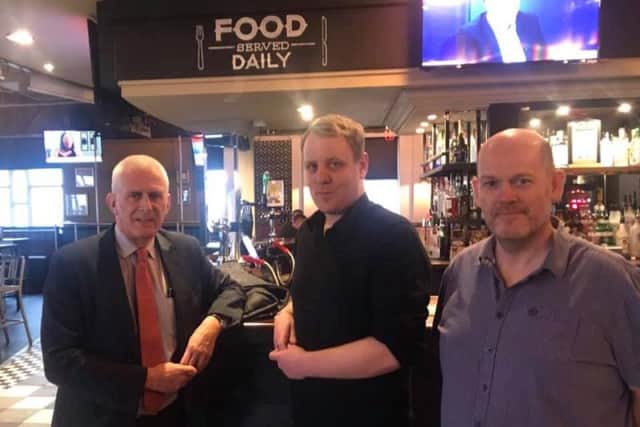 Blackpool South MP Gordon Marsden with Brett Cardwell and Craig Southall at The Manchester pub