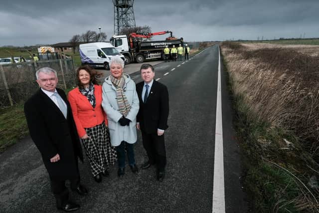 Fylde MP Mark Menzies, Coun Karen Buckley deputy leader of Fylde Council, Coun Susan M Fazackerley leader of Fylde Council, County Coun Peter Buckley at the site of the new M55 link at Heyhouses
