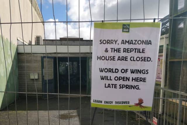 The old elephant and reptile house, and walk-through Amazonia aviary, have been closed off to allow for World of Wings to be built