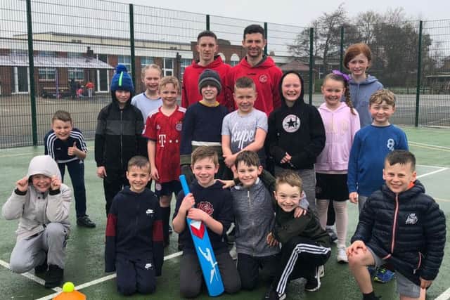 Ash Hunter and Jason Holt played cricket at St Wulstans and St Edmunds Catholic Primary School and Nursery in Fleetwood. Photo credit FTFC.