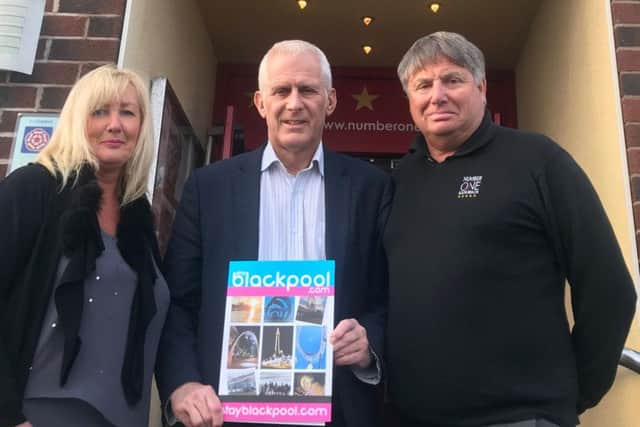 Blackpool South MP Gordon Marsden with Mark and Claire Smith from Number One South Beach