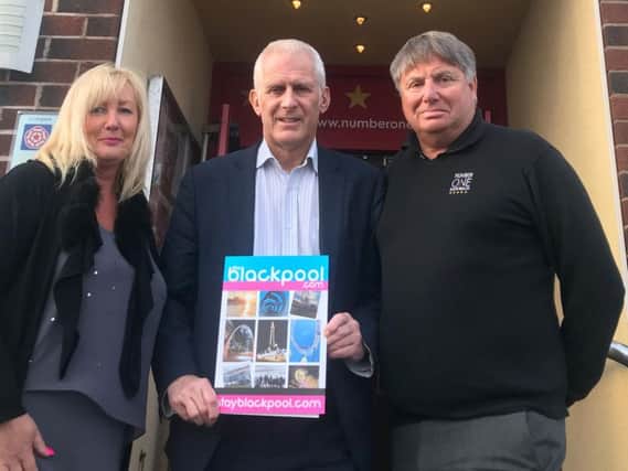 Blackpool South MP Gordon Marsden with Mark and Claire Smith from Number One South Beach