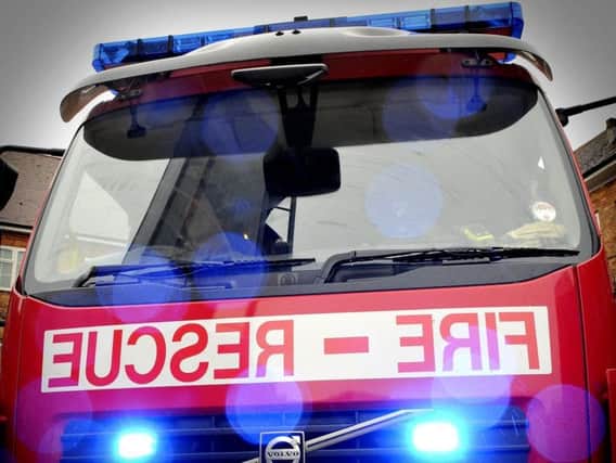 A caravan fire in an alley in Blackpool saw two fire crews battle the blaze.