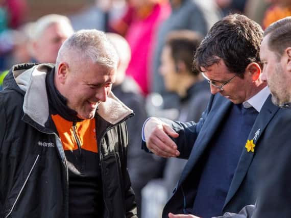 Terry McPhillips and Gary Bowyer before kick-off